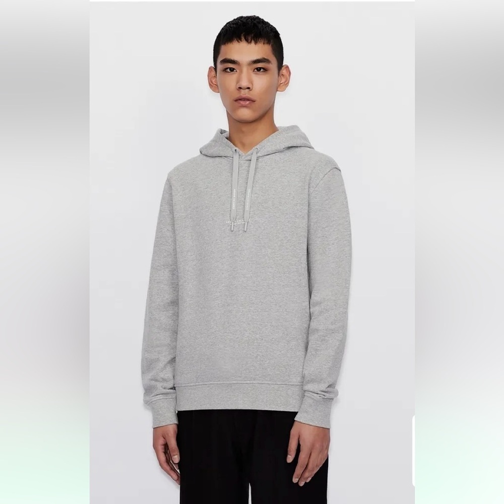Armani Exchange Logo Hoodie Heather Grey Size Large Milano New York